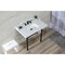 Kingston Brass 36 Carrara Marble Console Sink with Stainless Steel Legs, Marble WhiteMatte Black LMS3622M8SQ0ST - alternate 4